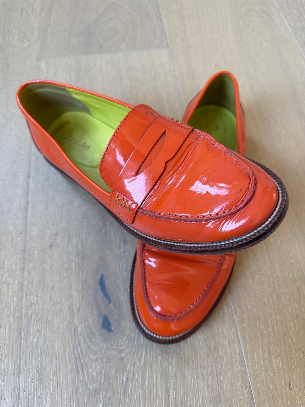 Vintage Boden Women’s Orange Patent Leather Penny Loafers